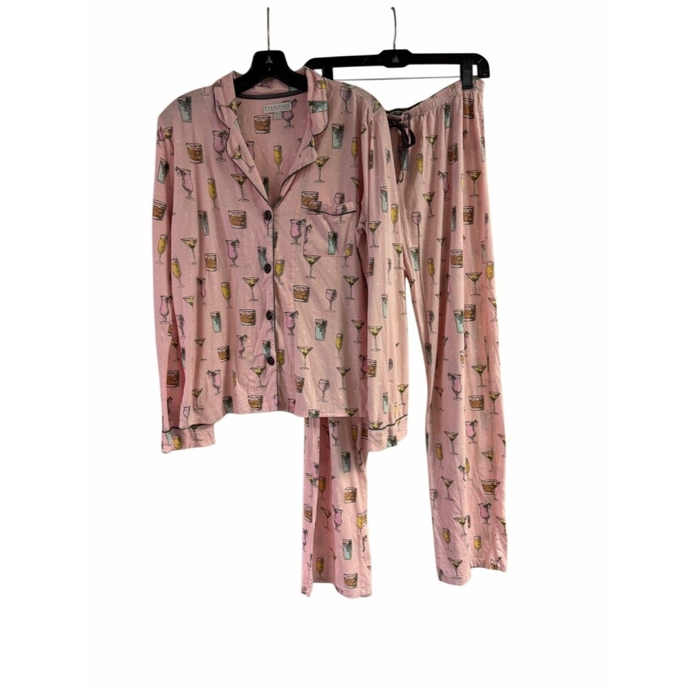 PJ Salvage Pink Drink Happy Thoughts Cocktails Pajama Set Size M